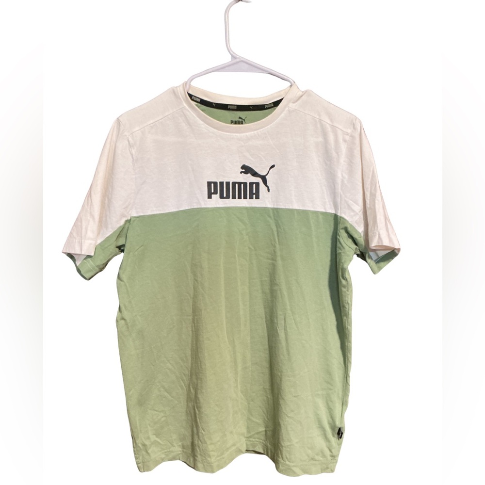 Puma Short Sleeve Colorblock Crew Tee - White & Light Green